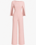 Beaded Round Neck Jumpsuit — Pink