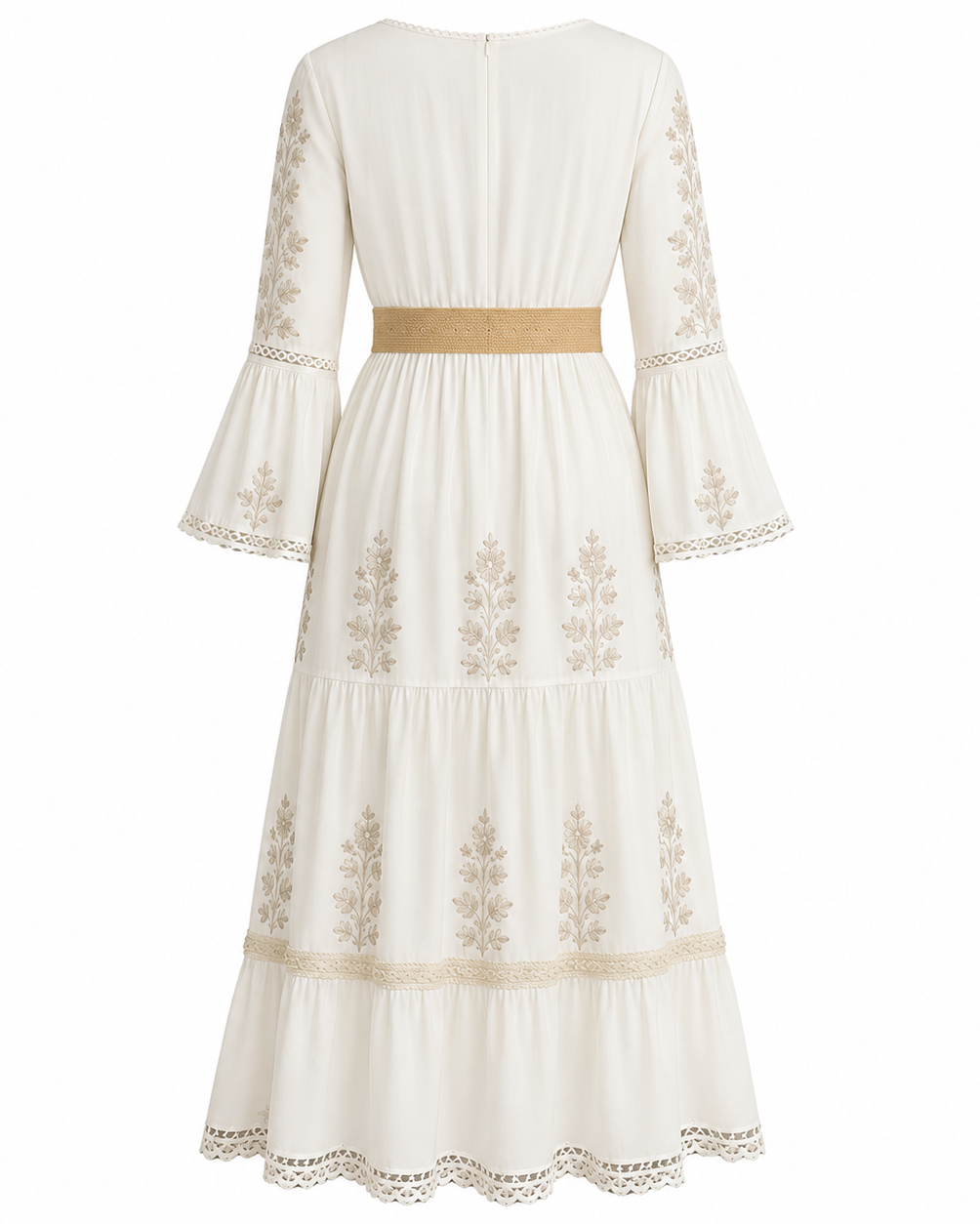Mesh Detail Maxi Dress — Apricot